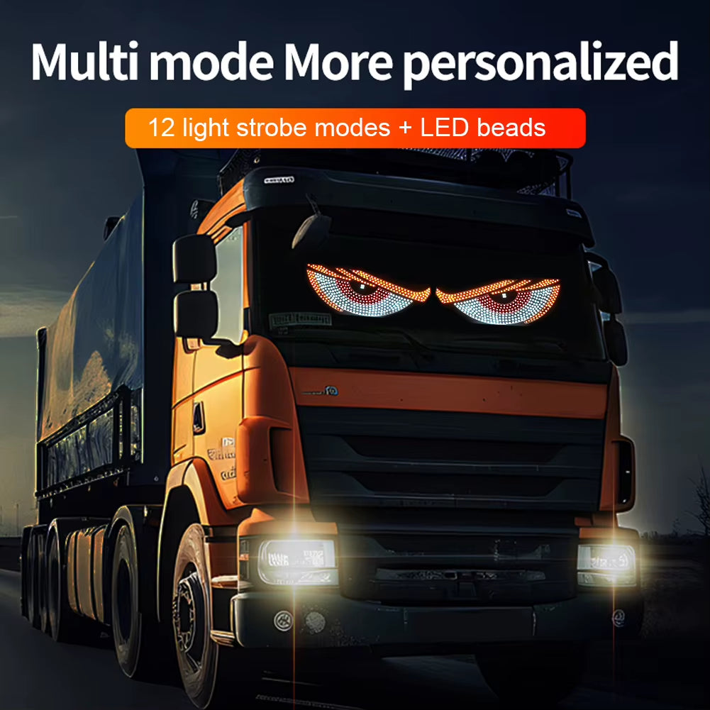 2Pcs LED Dynamic Demon Eyes Atmosphere Light USB Car Front Rear Windshield Glass Light 12 Modes for Car Decoration
