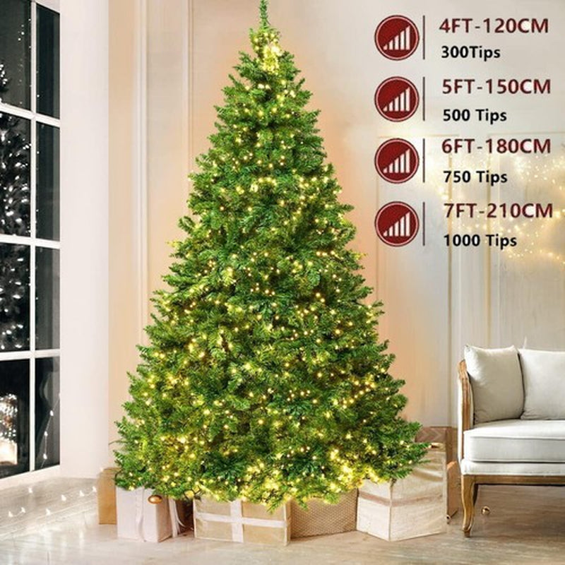4/5/6/7FT Christmas Tree Green White Xmas Trees Decorations /W LED Fairy Lights