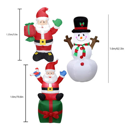 Inflatable LED Snowman Santa Toy with LED Light Decoration for 2024 Christmas Garden Holiday Party - 1.2/1.35/1.5/1.8M Height