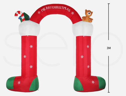 Santaco Giant Christmas Inflatable Arch Way 3M Outdoor Decoration 21 LED Light
