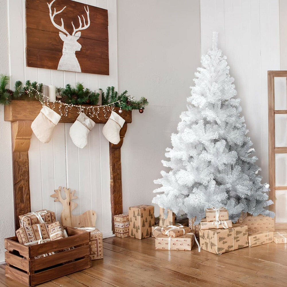 1.2M 1.5M 1.8M 2.1M White Christmas Tree with LED Fairy Lights Xmas Decoration