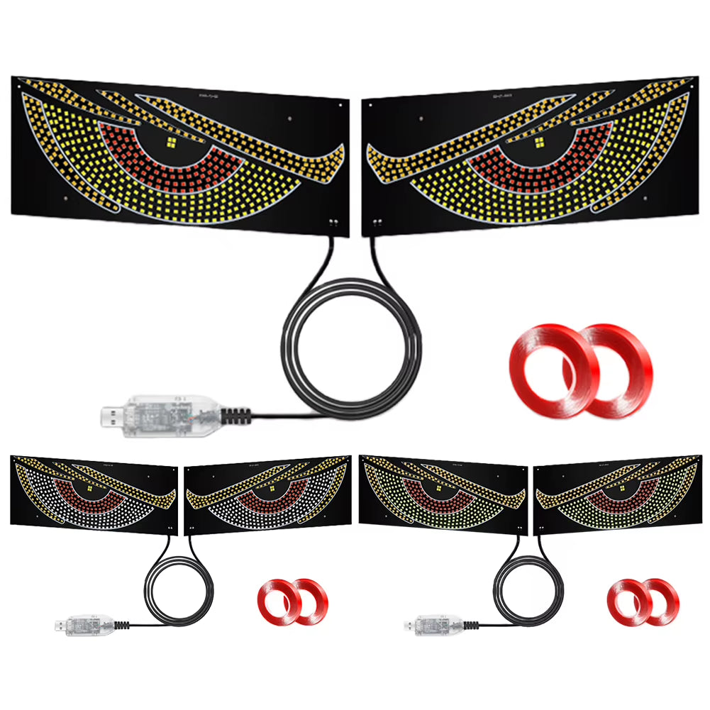 2Pcs LED Dynamic Demon Eyes Atmosphere Light USB Car Front Rear Windshield Glass Light 12 Modes for Car Decoration