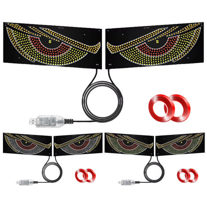 2Pcs LED Dynamic Demon Eyes Atmosphere Light USB Car Front Rear Windshield Glass Light 12 Modes for Car Decoration