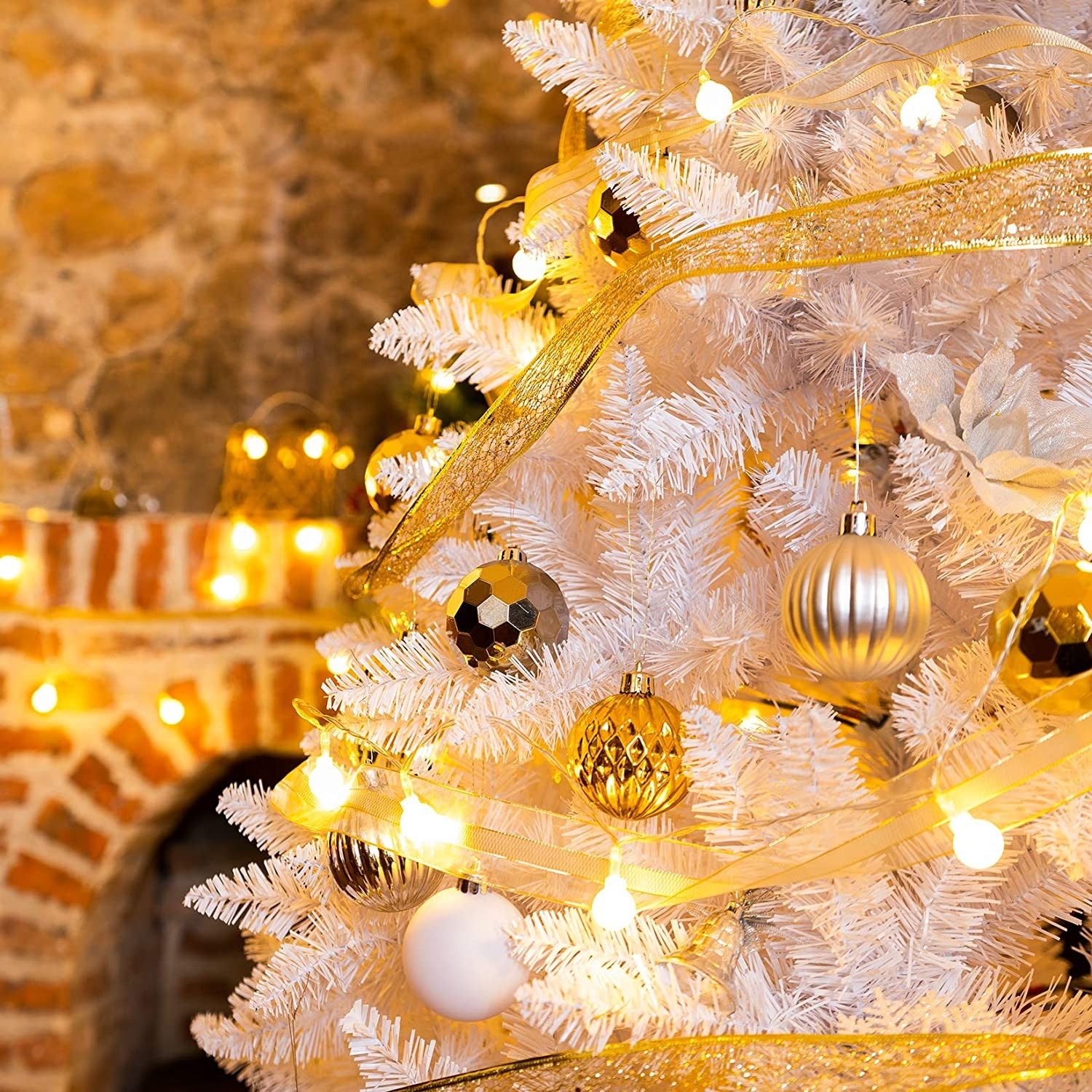 4/5/6/7FT Christmas Tree Green White Xmas Trees Decorations /W LED Fairy Lights