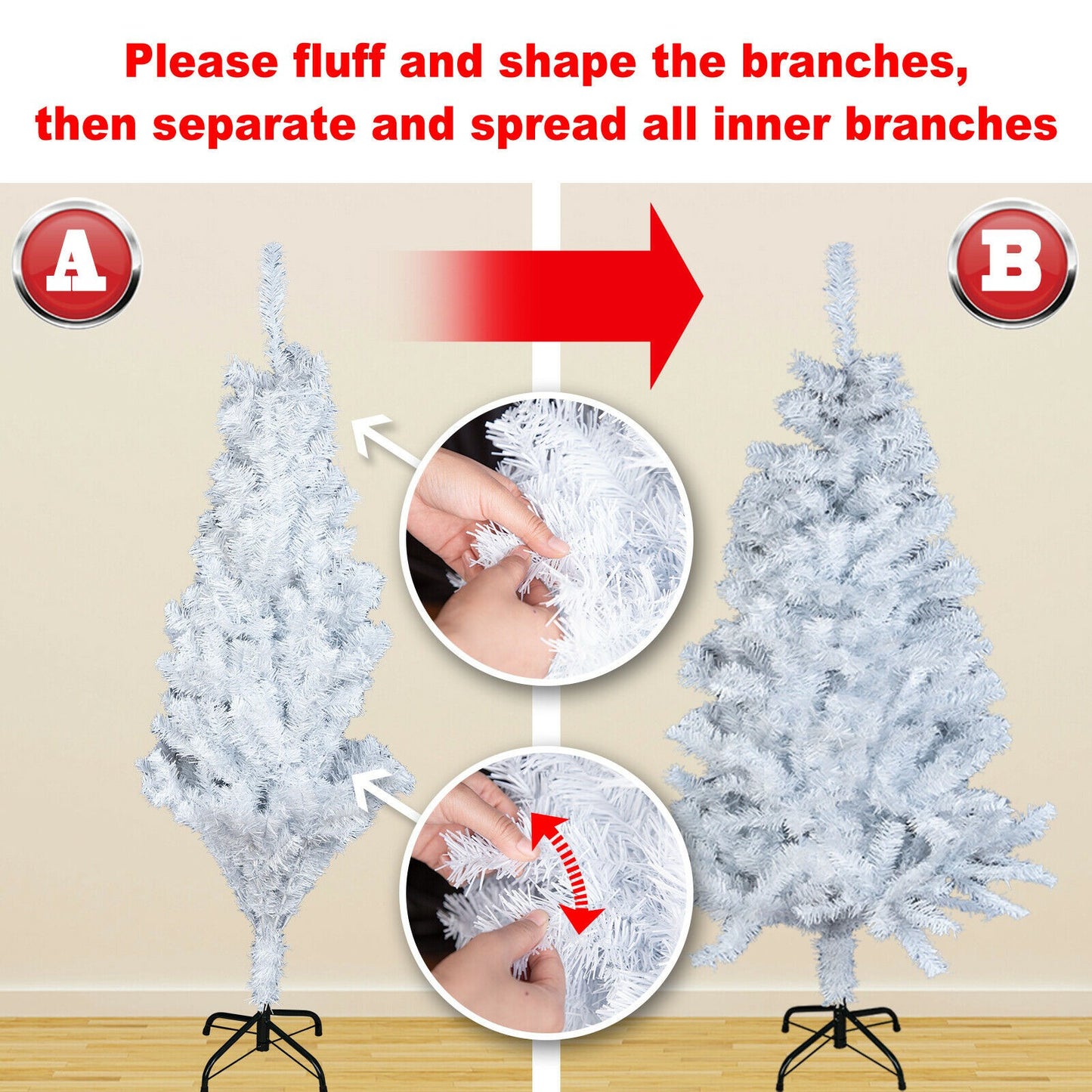 4/5/6/7FT Christmas Tree Green White Xmas Trees Decorations /W LED Fairy Lights