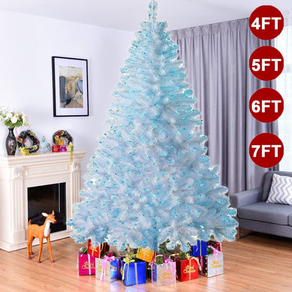 4/5/6/7FT Christmas Tree Green White Xmas Trees Decorations /W LED Fairy Lights