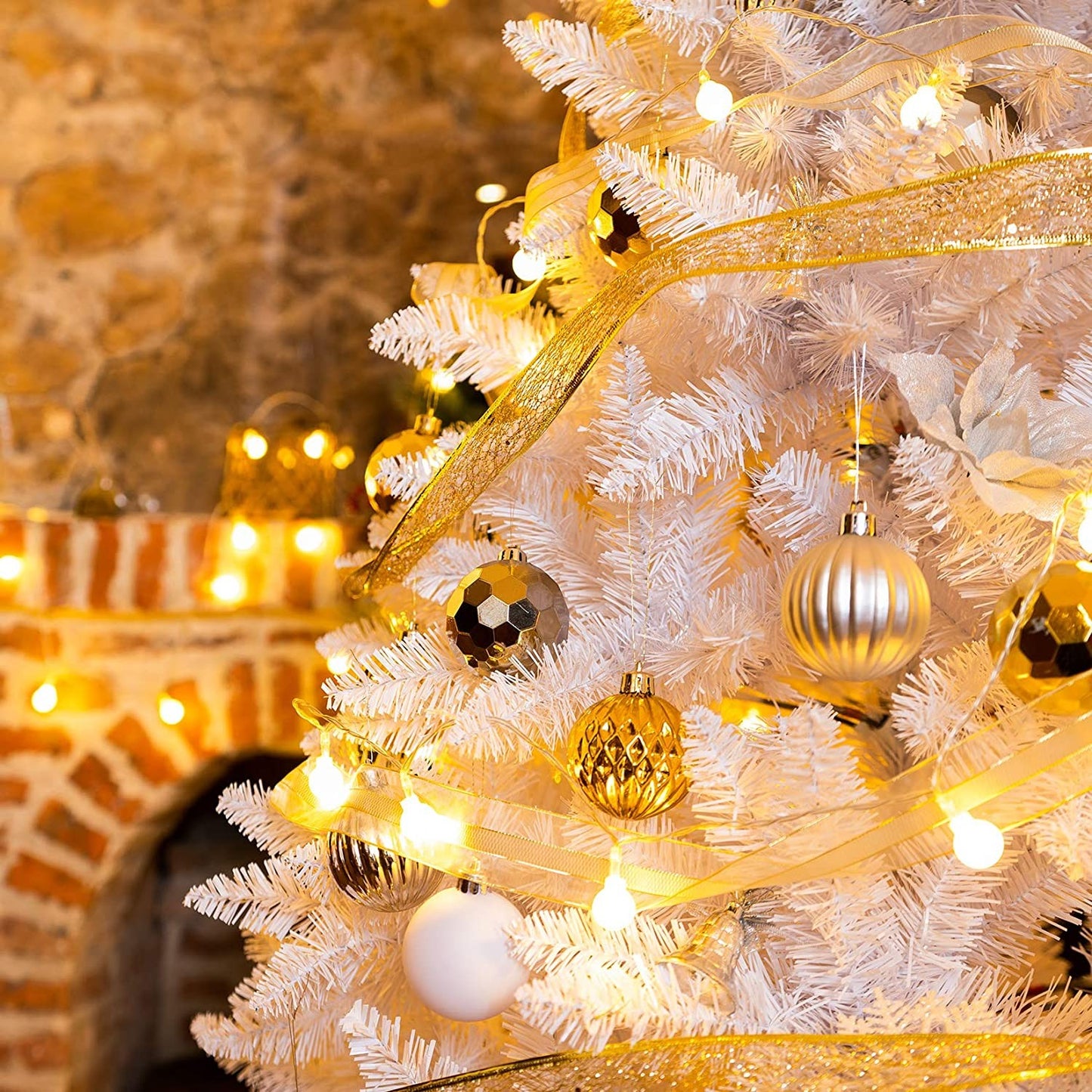 4/5/6/7FT Christmas Tree Green White Xmas Trees Decorations /W LED Fairy Lights