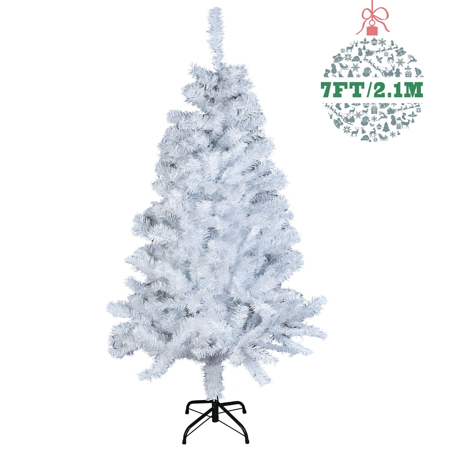 1.2M 1.5M 1.8M 2.1M White Christmas Tree with LED Fairy Lights Xmas Decoration