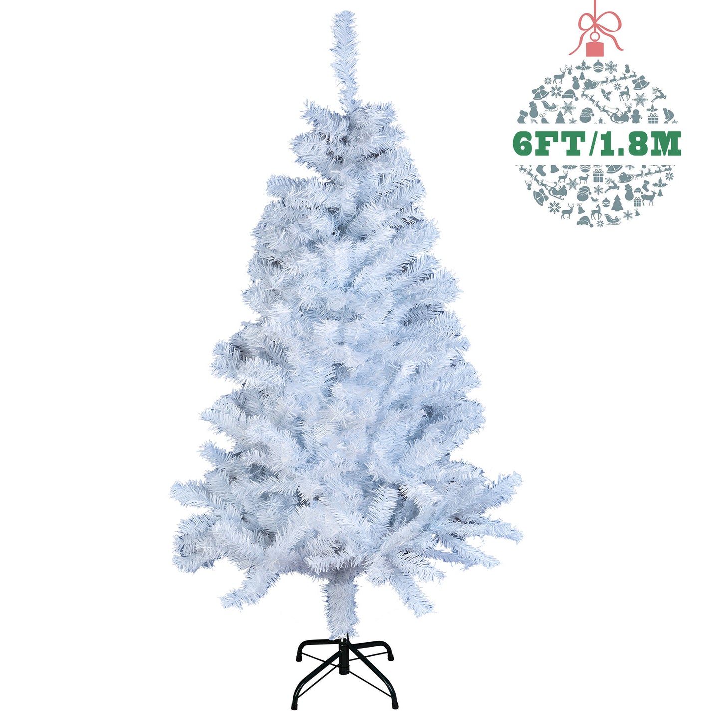 1.2M 1.5M 1.8M 2.1M White Christmas Tree with LED Fairy Lights Xmas Decoration