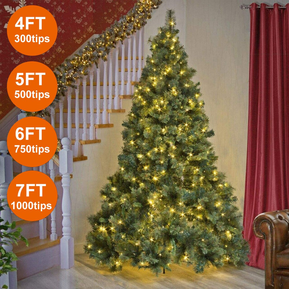 4/5/6/7FT Christmas Tree Green White Xmas Trees Decorations /W LED Fairy Lights