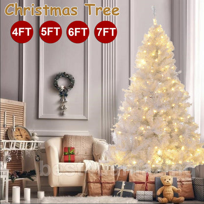 1.2M 1.5M 1.8M 2.1M White Christmas Tree with LED Fairy Lights Xmas Decoration