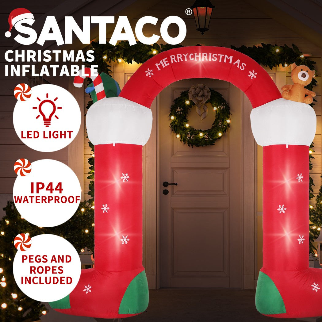 Santaco Giant Christmas Inflatable Arch Way 3M Outdoor Decoration 21 LED Light