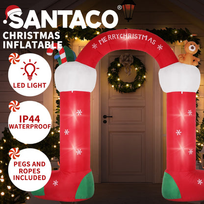 Santaco Giant Christmas Inflatable Arch Way 3M Outdoor Decoration 21 LED Light