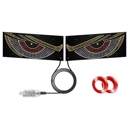 2Pcs LED Car Dynamic Devil Eye Light Sticker 12 Modes Car Front Rear Windshield Glass Light Auto Decoration Accessories
