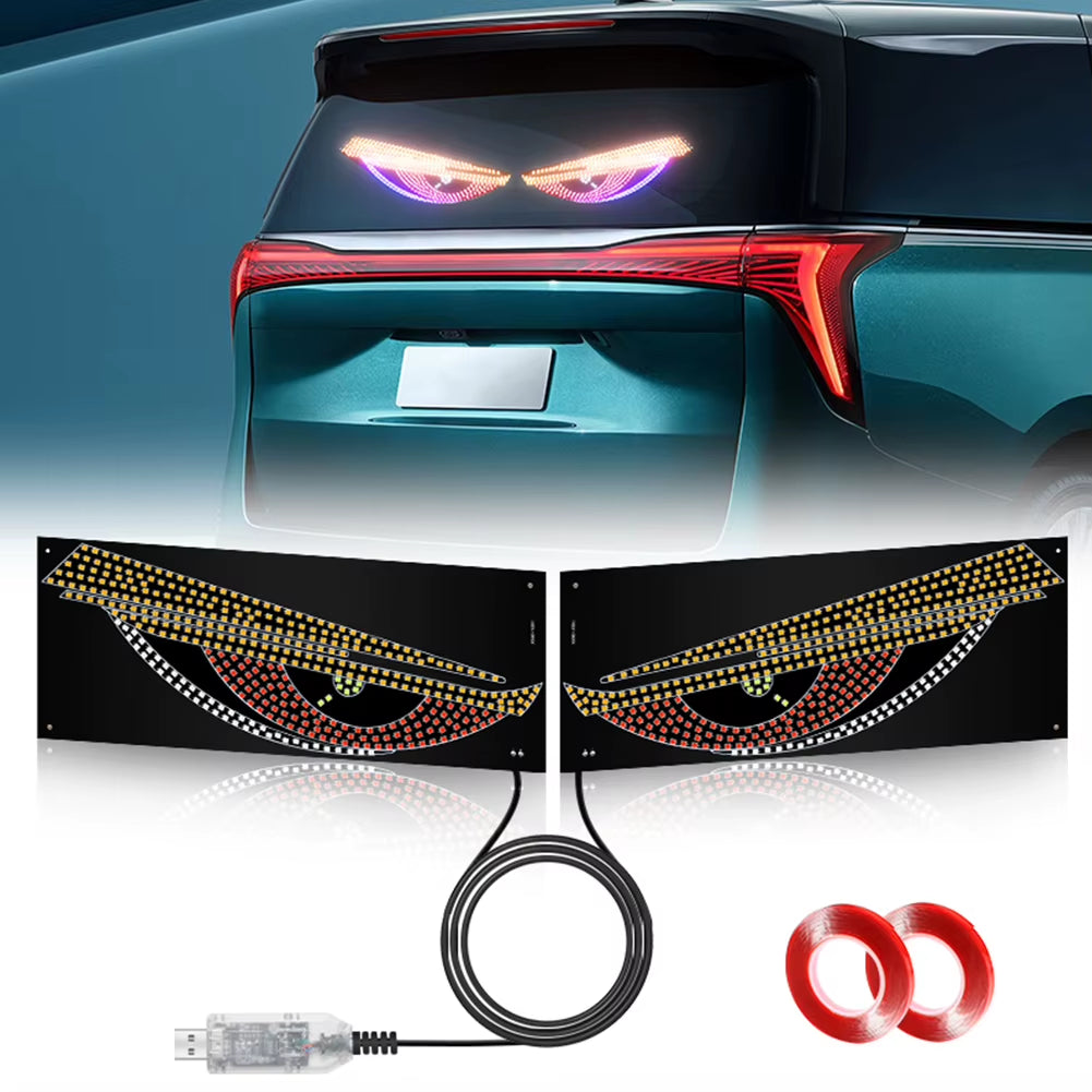 LED Car Dynamic Devil Eye Light Car Windshield Devil Eye Light Car Demon Eyes Flexible Display Screen Light for Car Windows