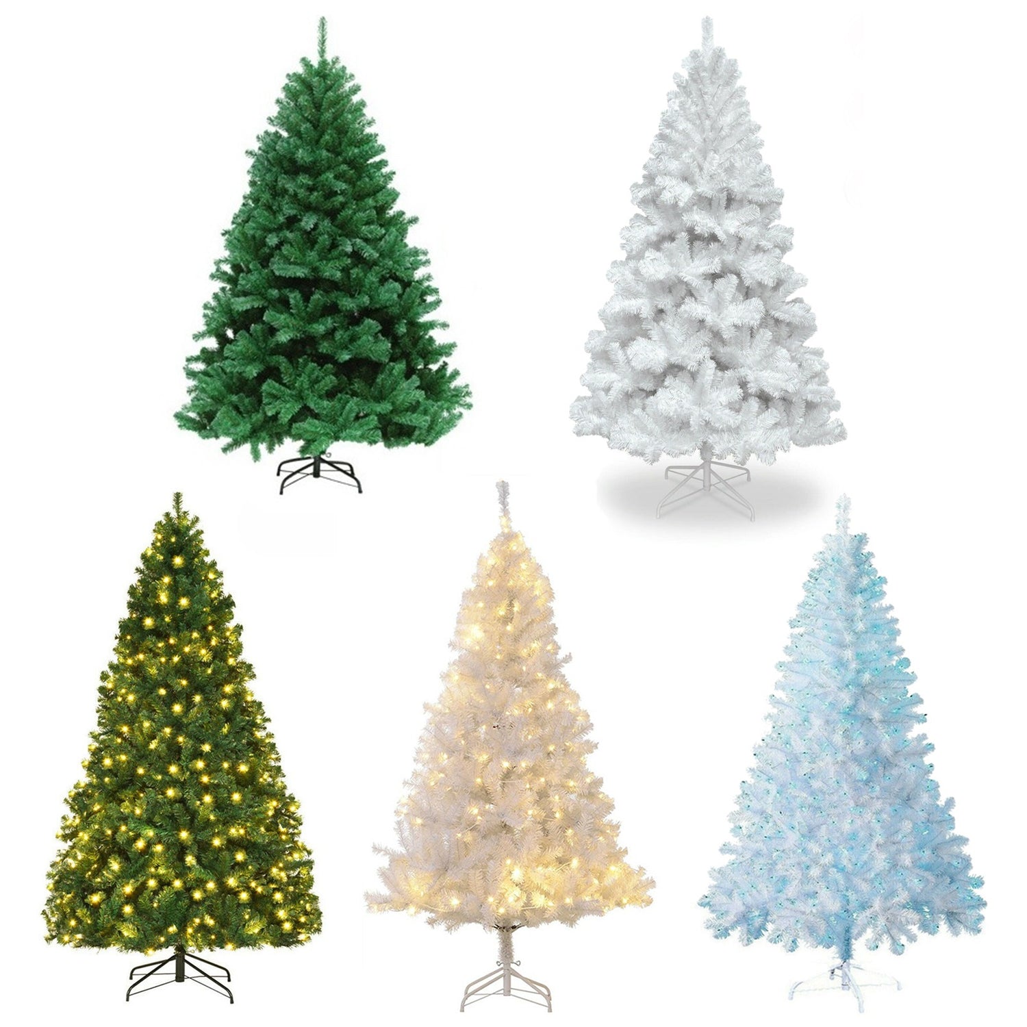 4/5/6/7FT Christmas Tree Green White Xmas Trees Decorations /W LED Fairy Lights
