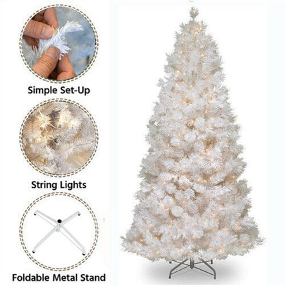 4/5/6/7FT Christmas Tree Green White Xmas Trees Decorations /W LED Fairy Lights