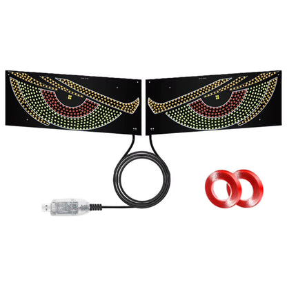 2Pcs LED Dynamic Demon Eyes Atmosphere Light USB Car Front Rear Windshield Glass Light 12 Modes for Car Decoration