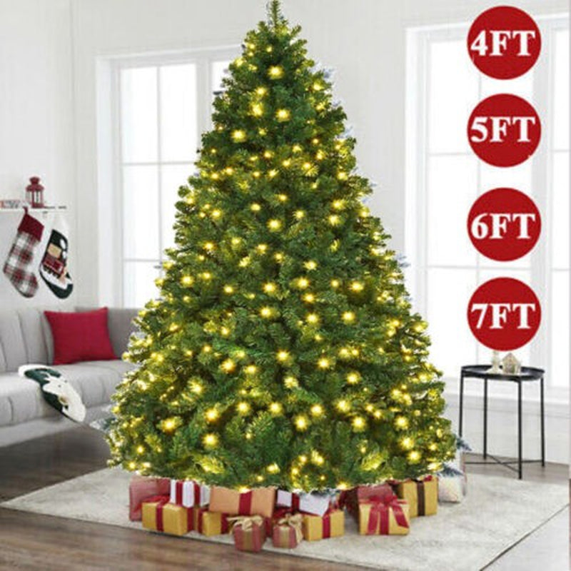 4/5/6/7FT Christmas Tree Green White Xmas Trees Decorations /W LED Fairy Lights